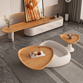 Set of triangular coffee table and side table with modern design for living room